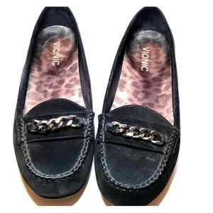 Vionic suede black slip ons
